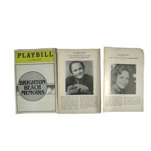 Neil Simon Brighton Beach Memoirs Playbill 1984 Theatre Barbara Tarbuck Levine